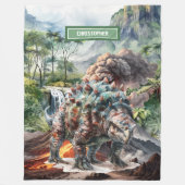Antiek Dinosaurus Verjaardagsdeken Custom Name Boy Fleece Deken (Voorkant)