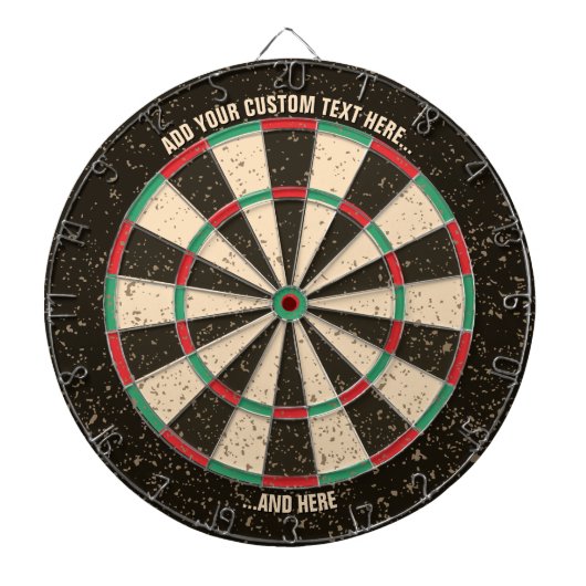 Antiek Distressed Dartboard met aangepaste tekst Dartbord (Voorkant)