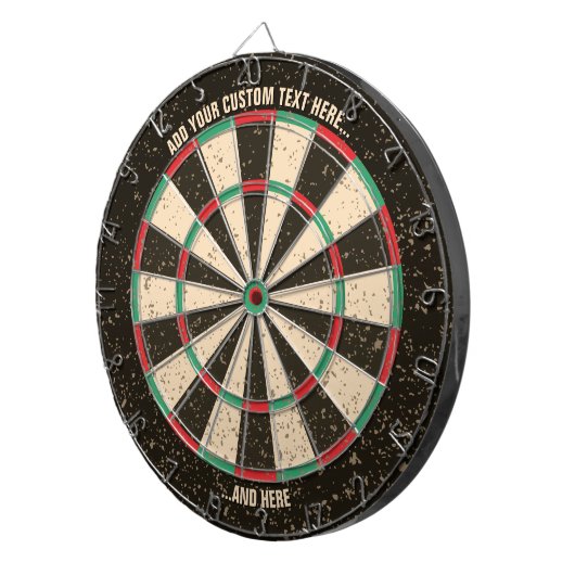 Antiek Distressed Dartboard met aangepaste tekst Dartbord (Voorkant Rechts)