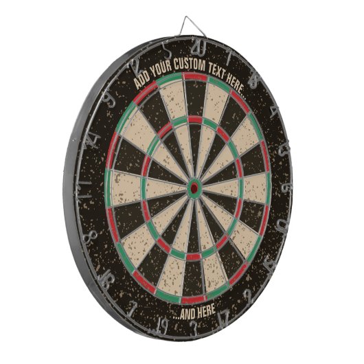 Antiek Distressed Dartboard met aangepaste tekst Dartbord (Voorkant Links)