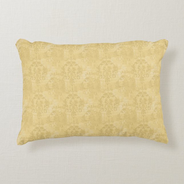  Antiek Distressed Gold Damask Pattern Accent Kussen (Voorkant)