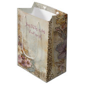 Antiek Distressed Lace gepersonaliseerde decoupage Medium Cadeauzakje (Voorkant Gekanteld)