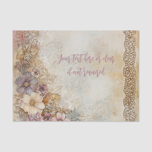 Antiek Distressed Lace gepersonaliseerde decoupage Tissuepapier (Voorkant)