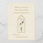 Antiek Doll Eerste Communie Folie Kaart (Achterkant)