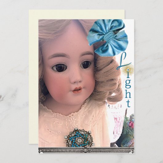 Antiek Doll Flat Hanukkah Kaart (Voorkant / Achterkant)