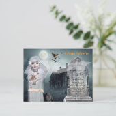 Antiek Doll Ghost Bride Briefkaart (Staand voorkant)