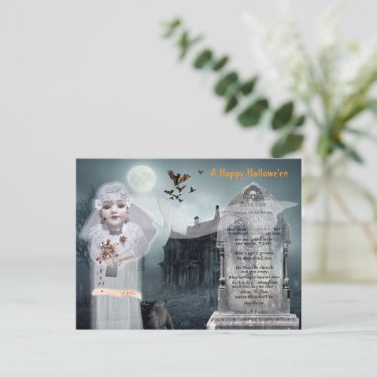 Antiek Doll Ghost Bride Briefkaart (Staand voorkant)