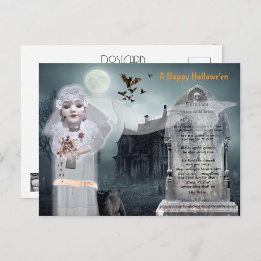 Antiek Doll Ghost Bride Briefkaart (Voorkant / Achterkant)