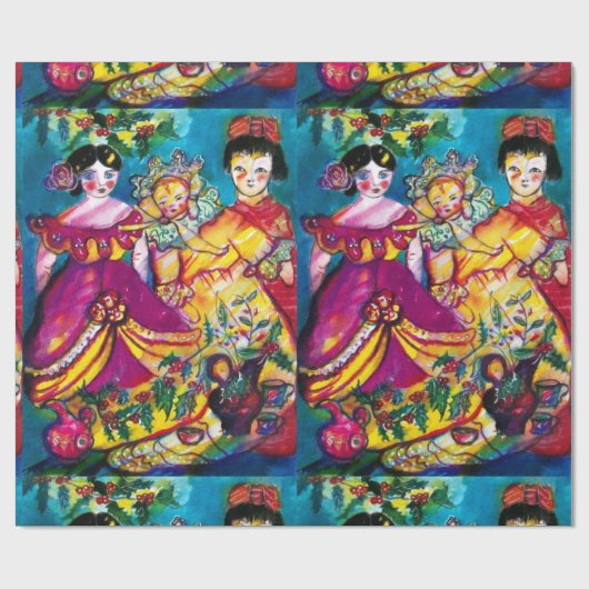 Antiek DOLLAR EN CHRISTMAS-ORNAMENS Cadeaupapier (Vlak)