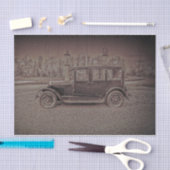  Antiek donkerdonker sepia klassieke auto Tissuepapier (Craft)