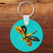 ANTIEK DRAGONFLY JEWEL Aqua Blue, Blauwgroen Sleutelhanger (Voorkant)