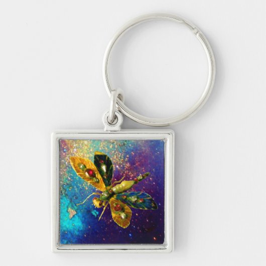 ANTIEK DRAGONFLY JEWEL IN BLUE GOLD SPARKLES SLEUTELHANGER (Voorkant)