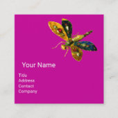ANTIEK DRAGONFLY JEWEL Monogram Fuchsia Black Vierkante Visitekaartje (Voorkant)