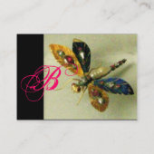 ANTIEK DRAGONFLY JEWEL MONOGRAM, zwart wit Visitekaartje (Achterkant)