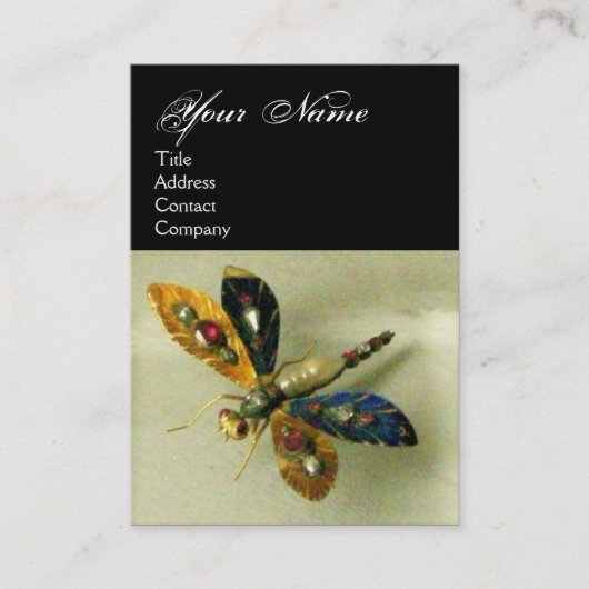 ANTIEK DRAGONFLY JEWEL MONOGRAM, zwart wit Visitekaartje (Voorkant)