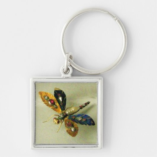 ANTIEK DRAGONFLY JEWEL White Grey Sleutelhanger (Voorkant)