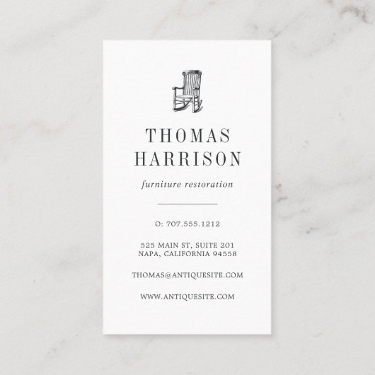 Antiek Dresser |  meubilair Visitekaartje (Achterkant)