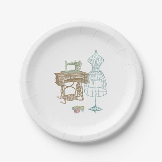 Antiek Dressmaker Kit Illustration Paper Borden Papieren Bordje (Voorkant)