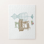 Antiek dressmaker Kit  naaiillustratie Legpuzzel (Verticaal)