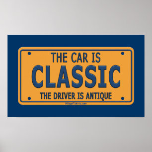 Antiek driversclassieke auto poster
