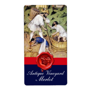 ANTIEK DRUIVENVINEYARD HARVEST RED WAX SEAL ETIKET