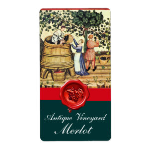 ANTIEK DRUIVENVINEYARD HARVEST RED WAX SEAL ETIKET