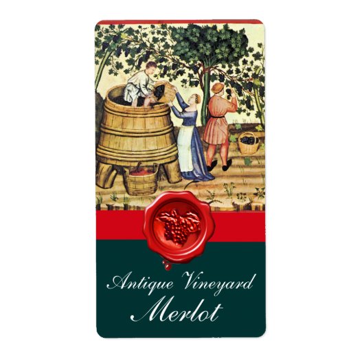 ANTIEK DRUIVENVINEYARD HARVEST RED WAX SEAL ETIKET (Voorkant)