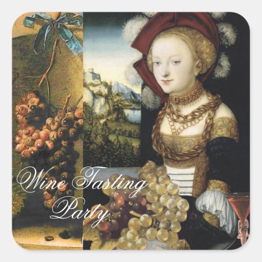 ANTIEK DRUIVENVINEYARDE WIJNBELANGRIJK VIERKANTE STICKER (Voorkant)