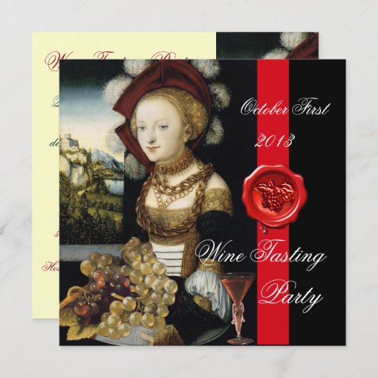 ANTIEK DRUIVENWIJN PROEVERIJ FEest WAX ZEGEL Kaart (Voorkant / Achterkant)