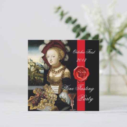 ANTIEK DRUIVENWIJN PROEVERIJ FEest WAX ZEGEL Kaart (Staand voorkant)