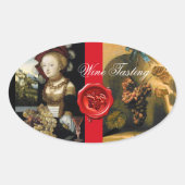 ANTIEK DRUIVENWIJNBELASTINGPARTIJ WAX SEAL OVALE STICKER (Voorkant)