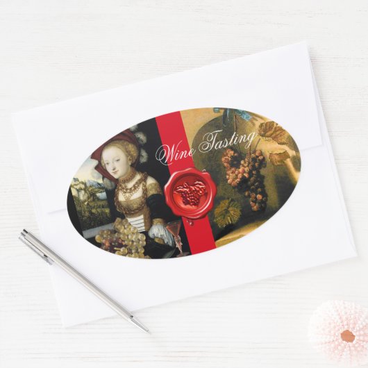 ANTIEK DRUIVENWIJNBELASTINGPARTIJ WAX SEAL OVALE STICKER (Envelop)