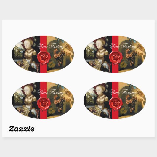ANTIEK DRUIVENWIJNBELASTINGPARTIJ WAX SEAL OVALE STICKER (Vel)