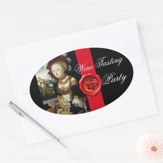 ANTIEK DRUIVENWIJNBELASTINGPARTIJ WAX SEAL OVALE STICKER (Envelop)