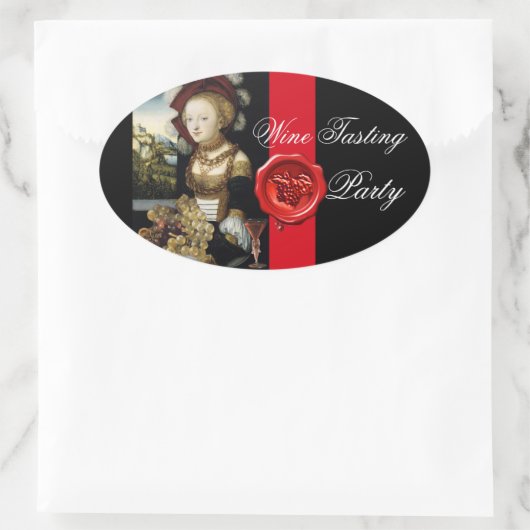 ANTIEK DRUIVENWIJNBELASTINGPARTIJ WAX SEAL OVALE STICKER (Tas)