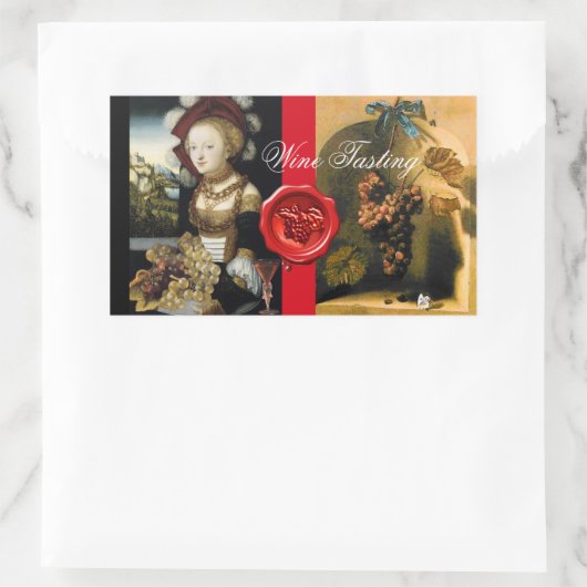 ANTIEK DRUIVENWIJNBELASTINGPARTIJ WAX SEAL RECHTHOEKIGE STICKER (Tas)