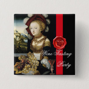 ANTIEK DRUIVENWIJNBELASTINGPARTIJ WAX SEAL VIERKANTE BUTTON 5,1 CM