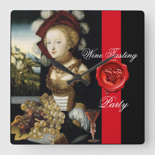 ANTIEK DRUIVENWIJNBELASTINGPARTIJ WAX SEAL VIERKANTE KLOK