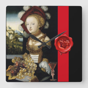 ANTIEK DRUIVENWIJNBELASTINGPARTIJ WAX SEAL VIERKANTE KLOK