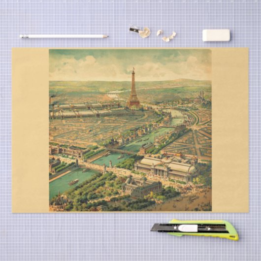 Antiek druk Parijs Tissuepapier (Craft)