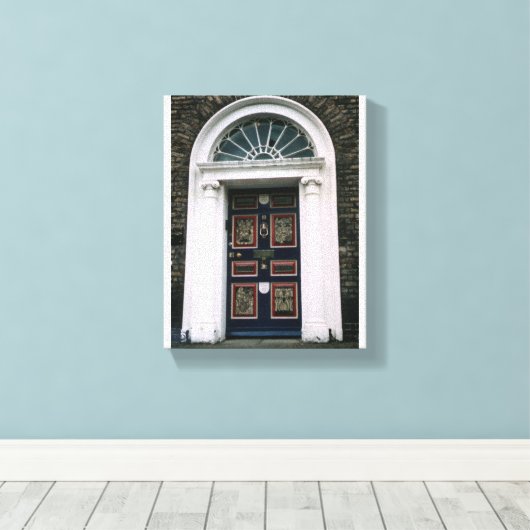 Antiek Dublin-deur, Merrion Square Canvas Afdruk (Insitu (Houten vloer))