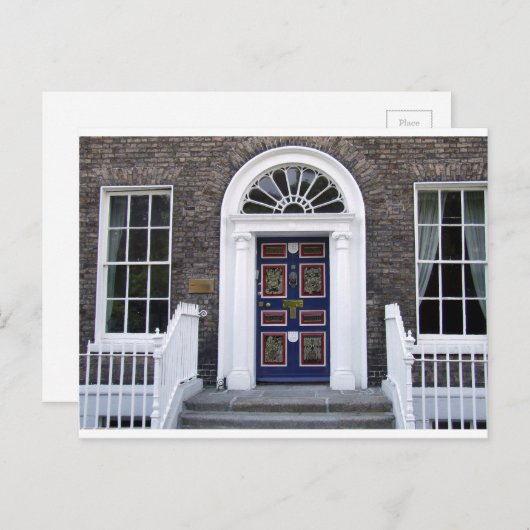 Antiek Dublin-deuropees briefkaart, Merrion-plein Briefkaart (Voorkant / Achterkant)