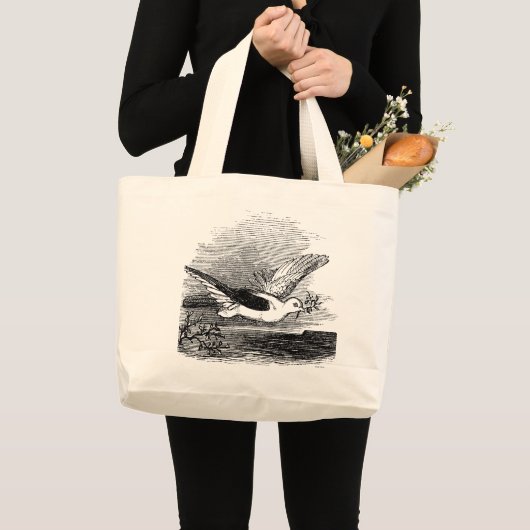 Antiek duif met olijftak grote tote bag (Voorkant (product))