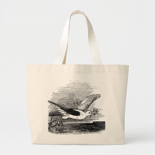 Antiek duif met olijftak grote tote bag (Voorkant)