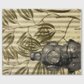 Antiek duikhelm en zeewier cadeaupapier (Vlak)