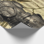 Antiek duikhelm en zeewier cadeaupapier (Hoek)