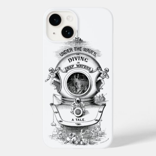 Antiek duikhelm nautische zwart-wit Case-Mate iPhone case (Achterkant)