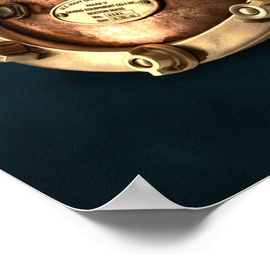 Antiek duikhelm van diep Zee Poster (Hoek)