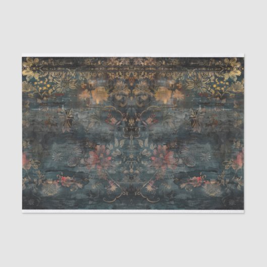 Antiek Duistere Botanische Decoupage Tissuepapier (Voorkant)