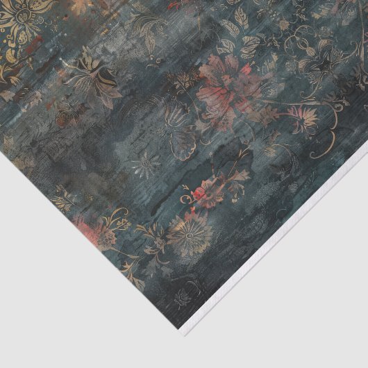 Antiek Duistere Botanische Decoupage Tissuepapier (Detail)